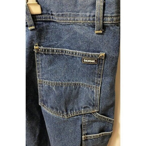 BERNE Carpenter Jean Men 52X30 Cotton Flat Front Dark Wash Straight Cut - Picture 6 of 11